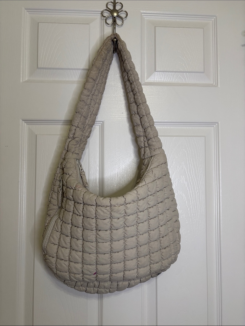 Quilted Hobo Shoulder Bag - Taupe